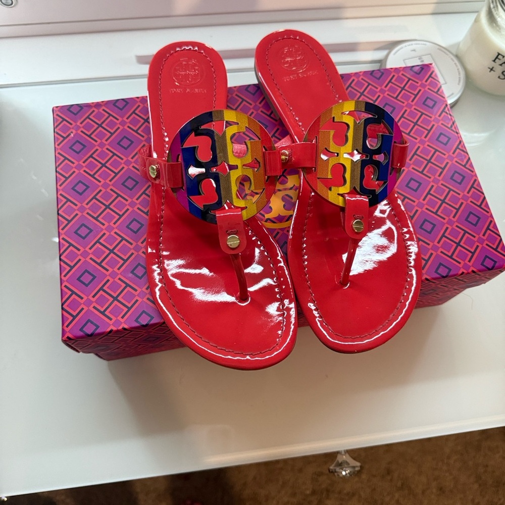 Tory Burch Red and Multicolor Sandals